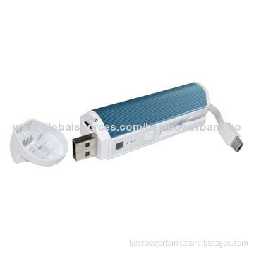 Outside Aluminum Alloy Material Portable Power Bank, 2,200mAh with Card Read Function